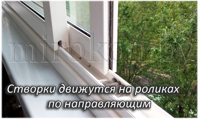 движение створок по направляющим